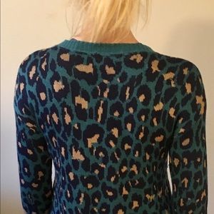 Long sleeve Blue Lepoard Print Top